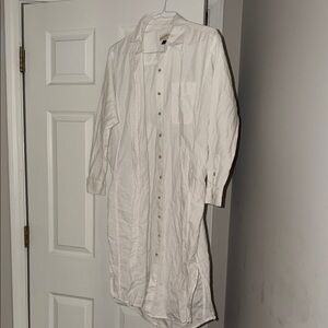 White Button-Up Shirt Dress